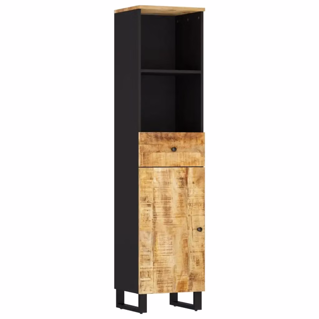 Mobile da Bagno vidaXL in Legno di Mango Marrone con Ante e Cassetti L/P/H: 38 x 33 x 160 cm – 2