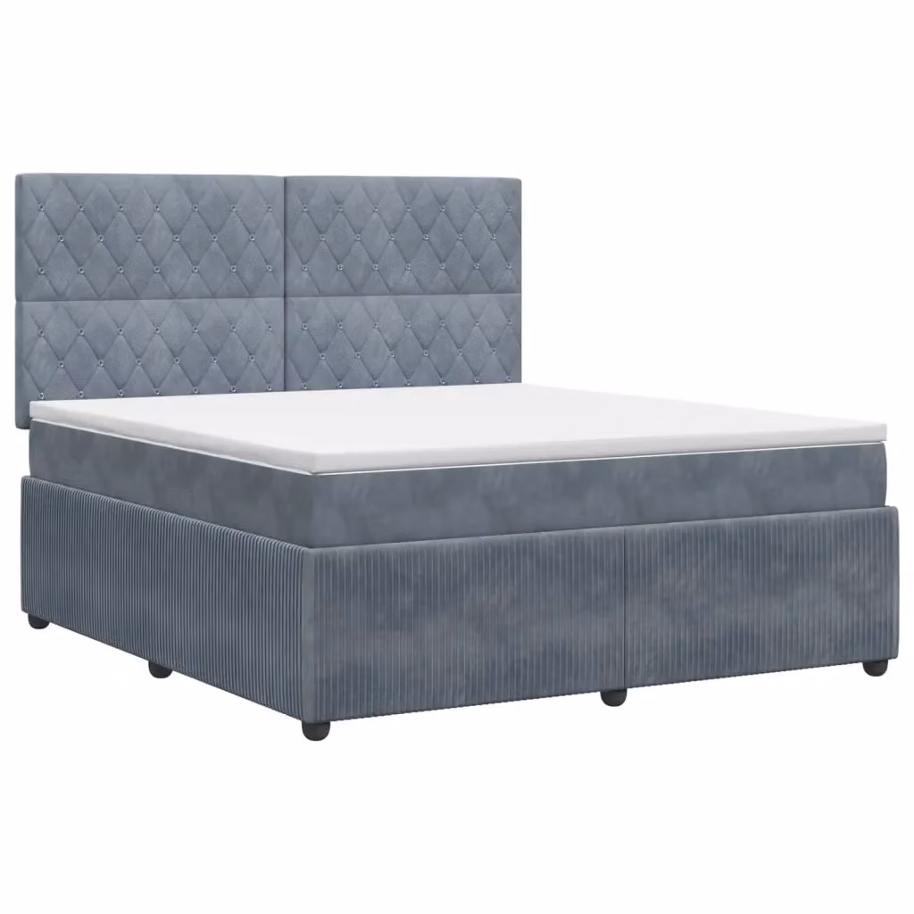 Letto box spring con materasso ibrido vidaXL in tessuto grigio e bianco L: 180 cm, P: 200 cm, H: 140,5 cm – 2
