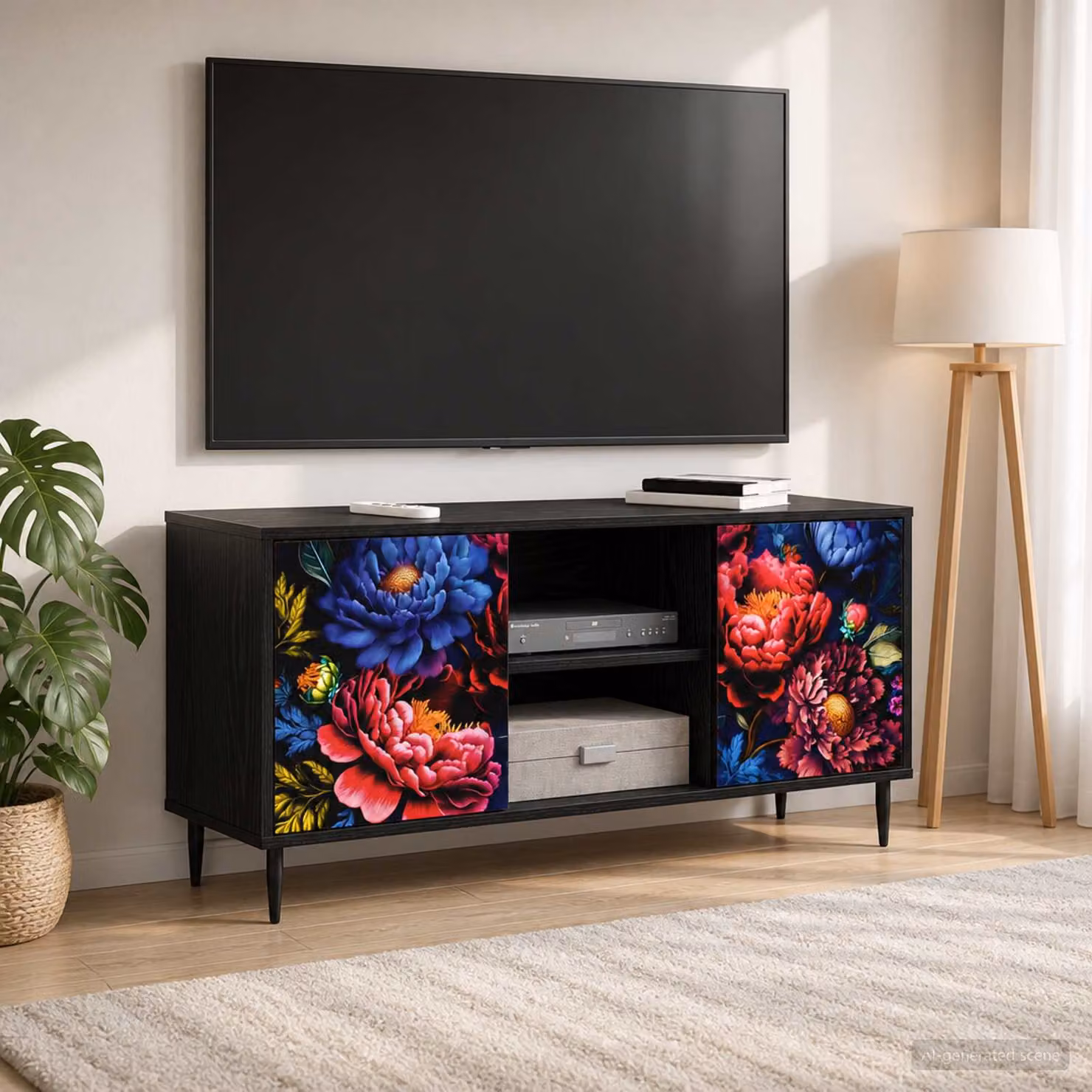 Mobile TV vidaXL KIEL moderno in rovere e nero L/P/H: 102 x 33 x 51 cm