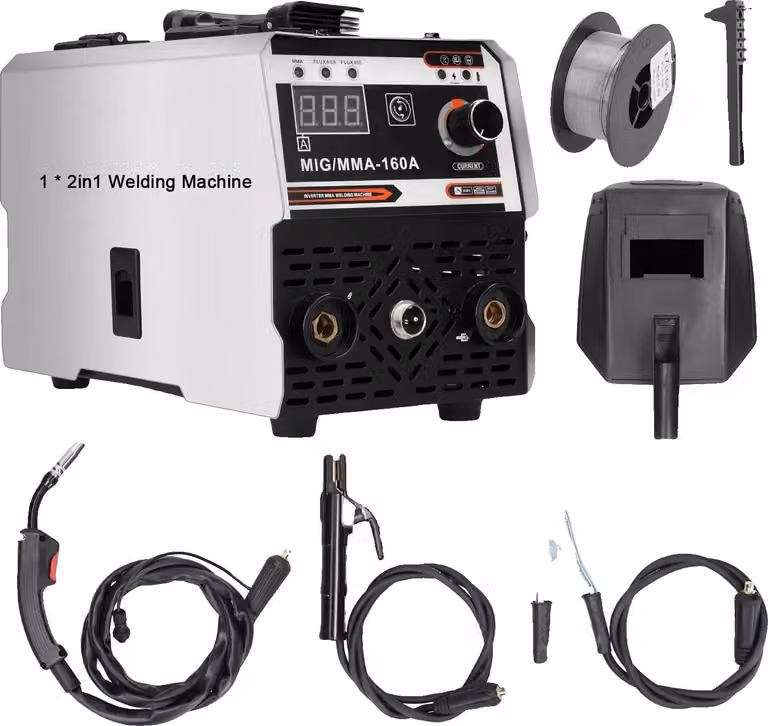 Saldatrice, tecnologia inverter, corrente di saldatura regolabile, MIG/MMA-160A