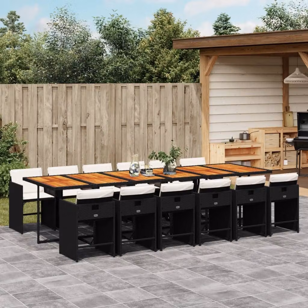 Maison Exclusive - Set da Pranzo da Giardino 13pz con Cuscini Nero in Polyrattan