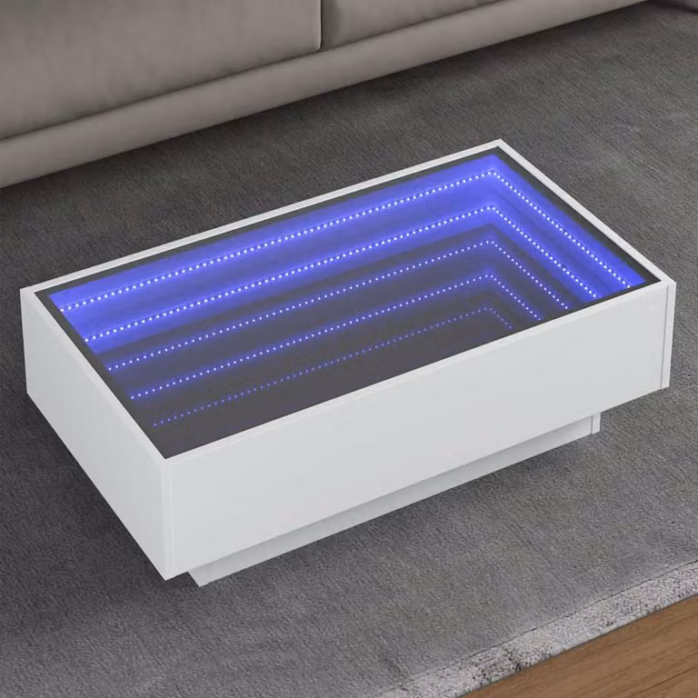 vidaXL Tavolino da salotto moderno in legno bianco con superficie piatta L: 90 cm, P: 50 cm, H: 30 cm