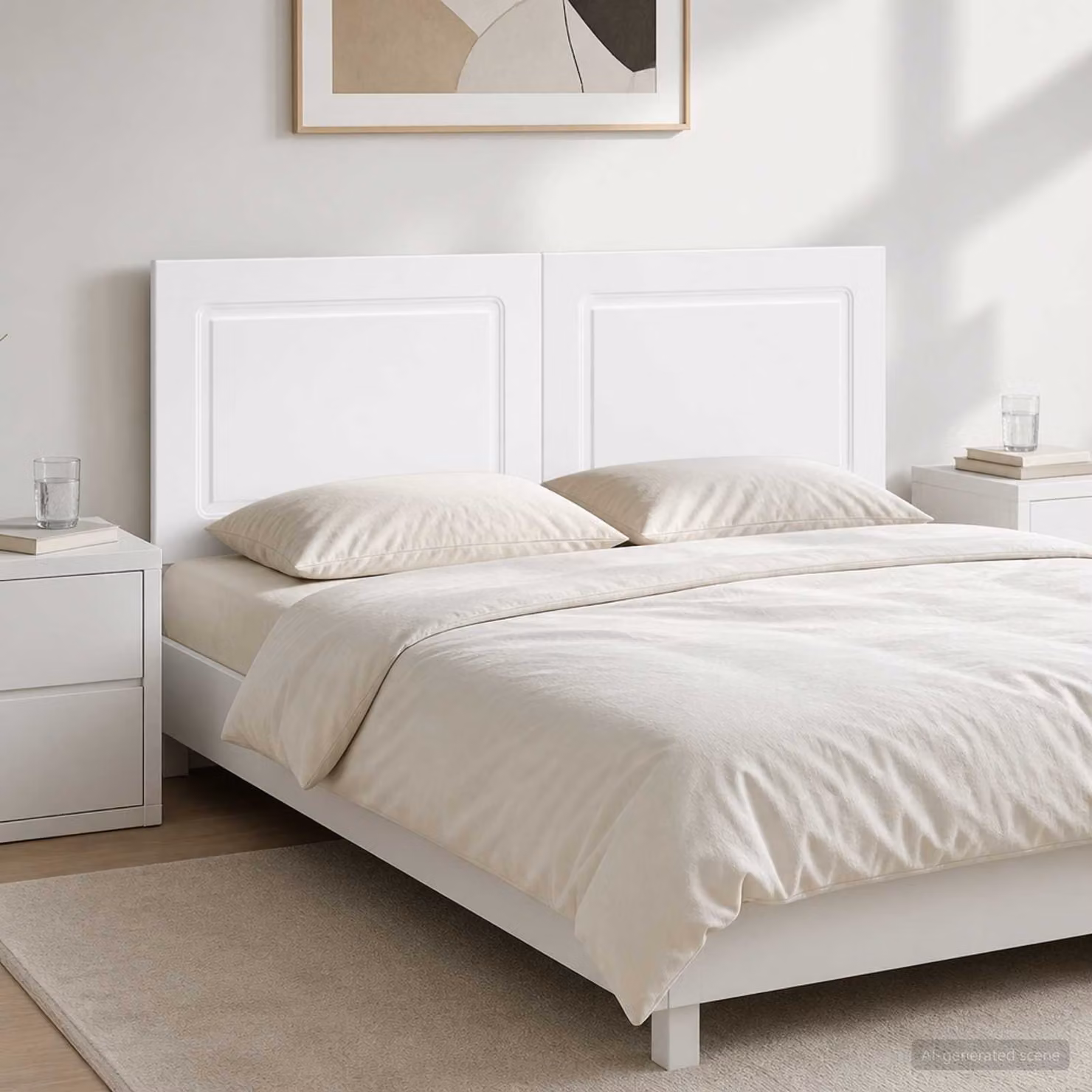 Testiera da muro vidaXL UTRECHT in legno ingegnerizzato bianco lucido L: 142 cm, H: 50 cm, P: 3 cm