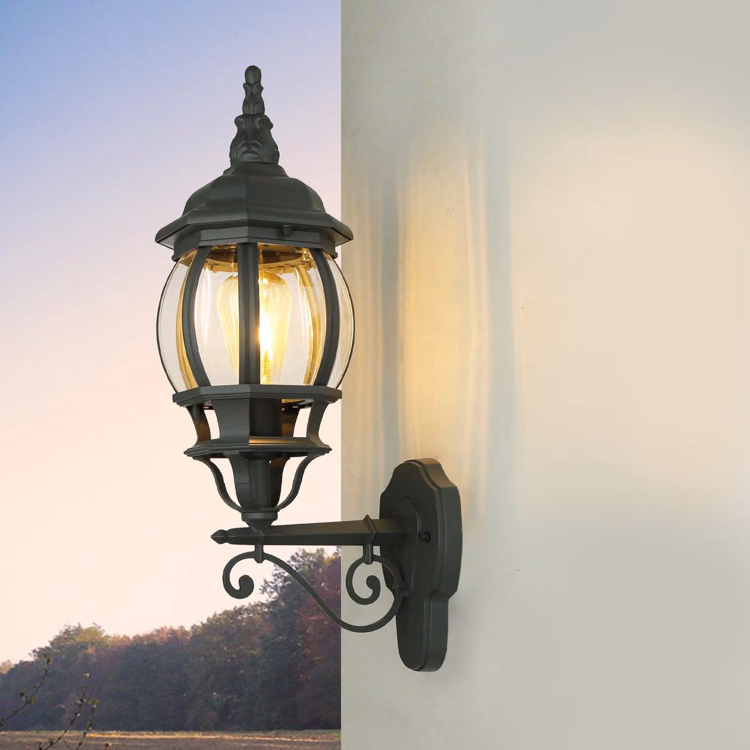 Lampada da parete per esterni grigio IP23 E27 vetro alluminio lampada da parete rustica per esterni casa giardino