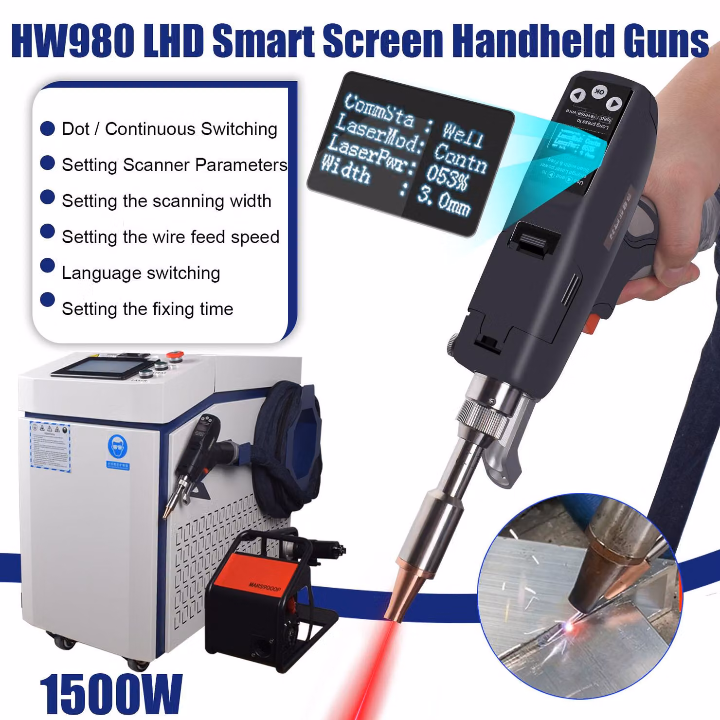Vezellaser Lasser 1500W - Laser multifunzione 4-in-1: taglio, incisione, pulizia, saldatura - Laser industriale portatile