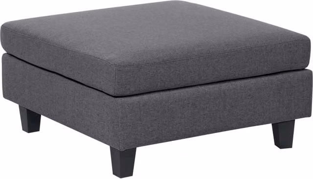Pouf Poggiapiedi Beliani Quadrato Moderno in Tessuto Grigio con Struttura in Legno L: 76 cm, P: 39 cm, H: 39 cm