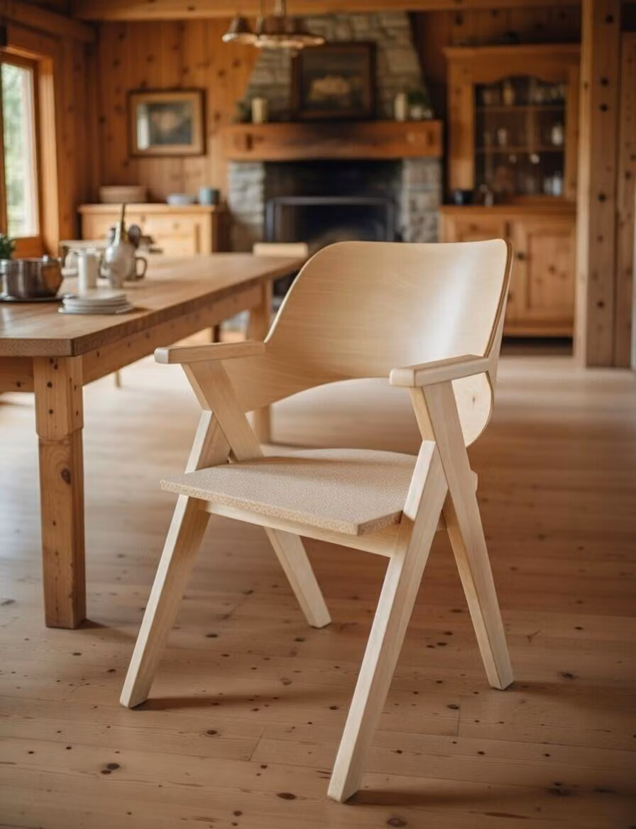 Sedia in legno con braccioli dal design moderno, adatta a diversi ambienti