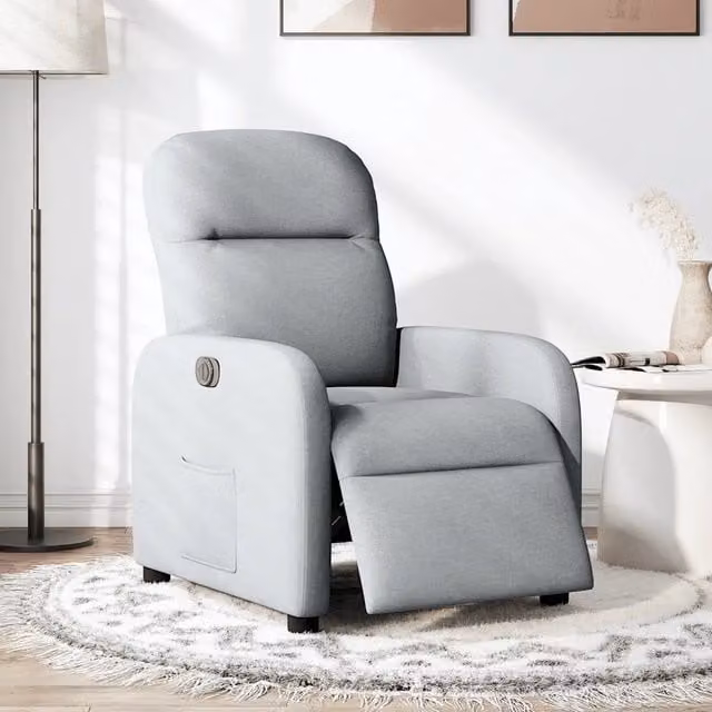 Poltrona Elettrica Reclinabile Grigio Chiaro in Tessuto 3302952