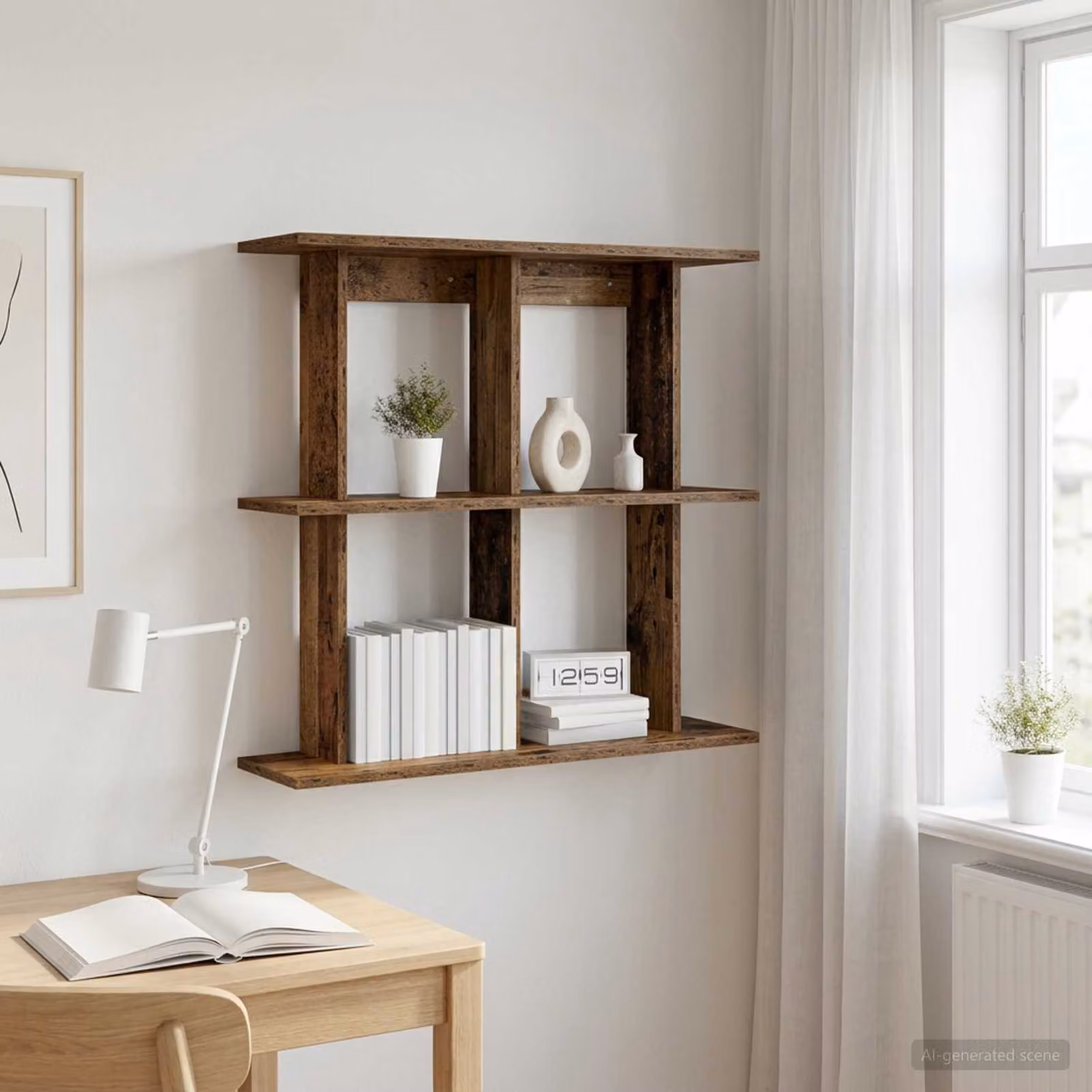 Scaffale da parete moderno vidaXL in legno color marrone L 80 cm x P 20 cm x H 75 cm