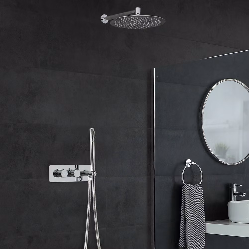 Doccia Termostatica con Miscelatore - Soffione 200mm- Doccetta - Design Moderno - Como