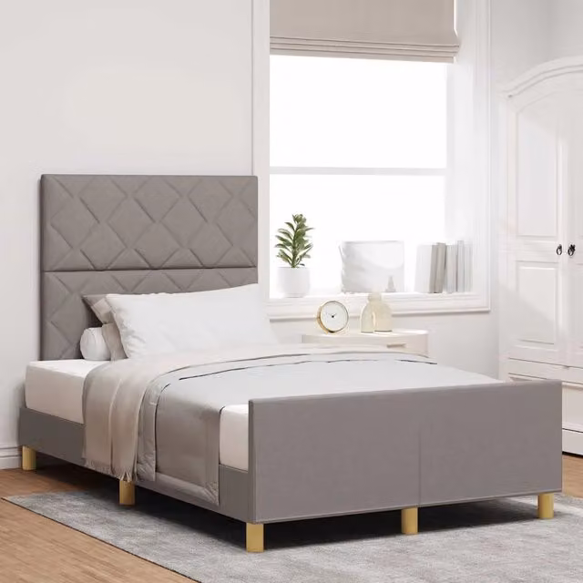 Letto con testiera Talpa vidaXL in tessuto beige o grigio, L/P/H: 120 x 200 x 126 cm – 1