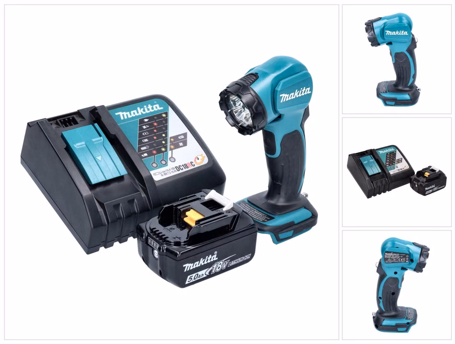 Lampada portatile a batteria LED Makita DEADML 815 RT1 14,4 - 18 V 160 lm + 1 batteria da 5,0 Ah + caricabatterie
