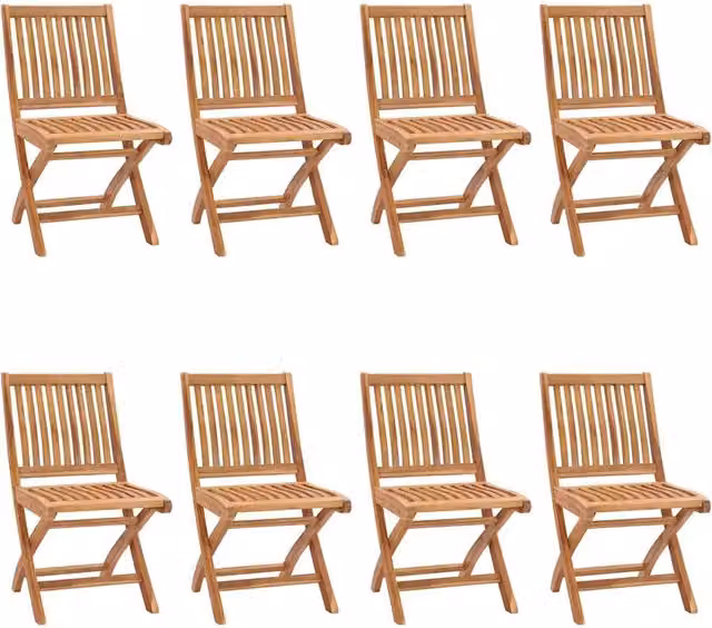 Set di 8 sedie pieghevoli vidaXL in legno di teak con cuscini in tessuto resistente ai raggi UV colore marrone e grigio