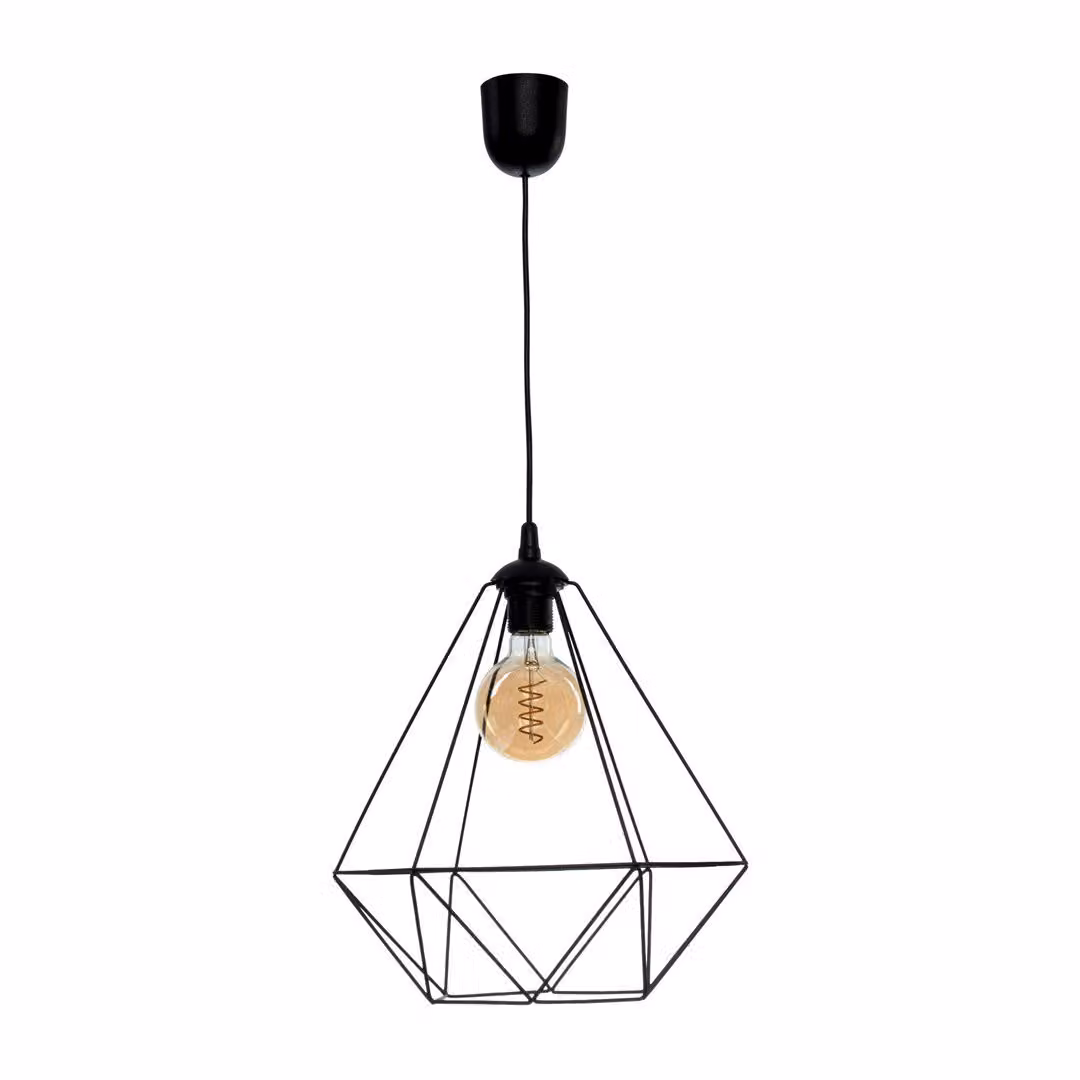 Lampada a sospensione BASKET nera 1xE27x60W in metallo, dimensioni: 100x35x35 cm, IP20, Milagro