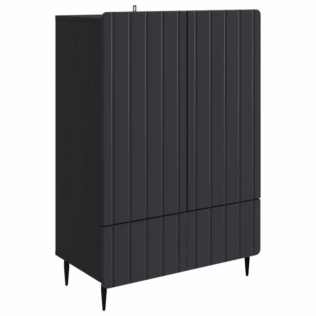Credenza moderna vidaXL in legno e metallo nero L: 66 cm, P: 34,5 cm, H: 97 cm – 2