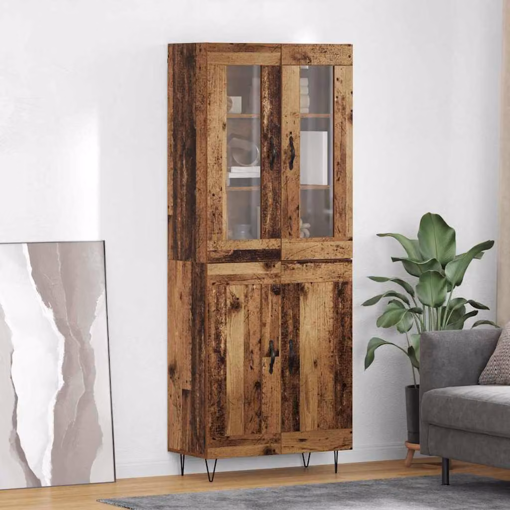 vidaXL Credenza Moderna in Legno e Metallo Marrone L: 69,5 cm, P: 34 cm, H: 90 cm – 1