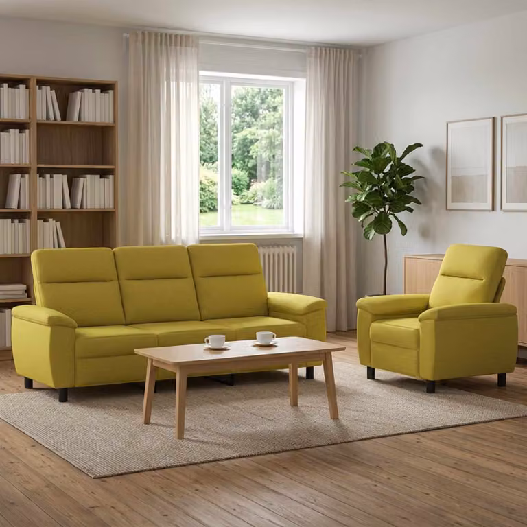 Set di 2 divani moderni vidaXL in tessuto verde chiaro con struttura in metallo per il tuo soggiorno