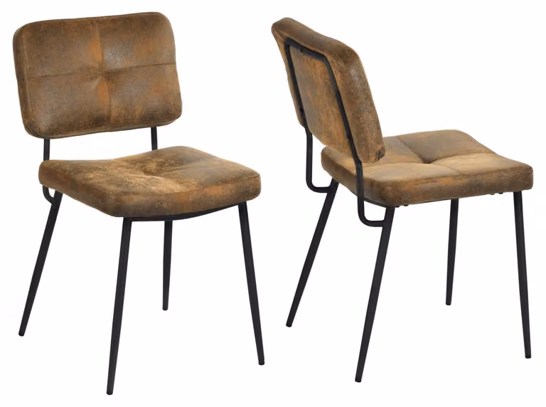 Set di 2 sedie da pranzo in stile retrò, rivestite in ecopelle, con gambe in metallo, dimensioni 45x54x82 cm