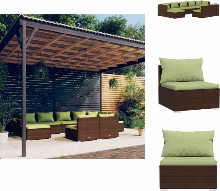 vidaXL Set 9 pezzi da giardino con cuscini in rattan marrone - Set di mobili da giardino