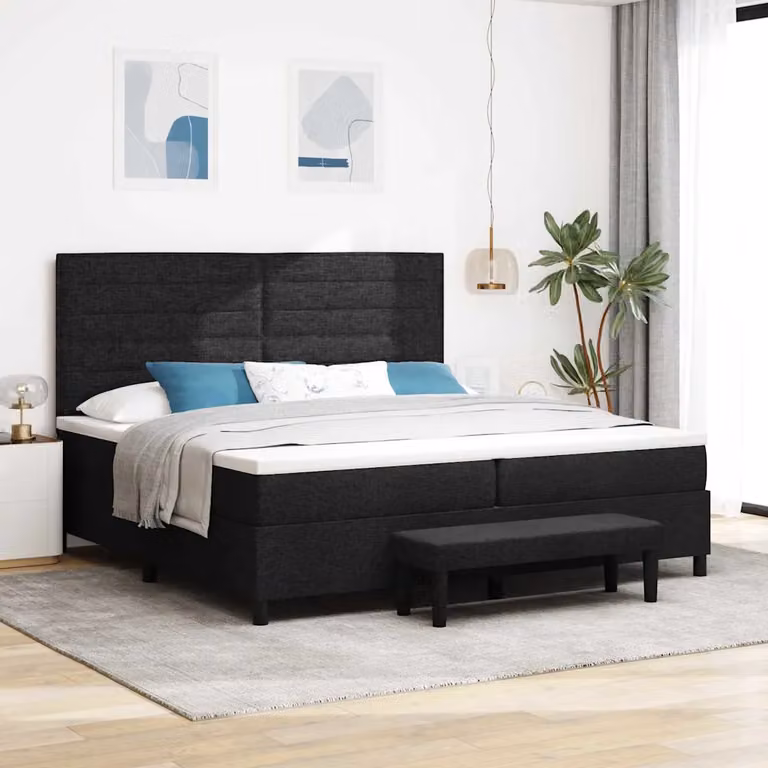 Letto ibrido con materasso vidaXL in tessuto nero L 200 cm x P 200 cm x H 280 cm