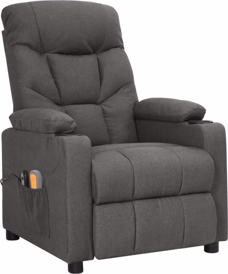 vidaXL Sedia da massaggio elettrica in tessuto grigio scuro