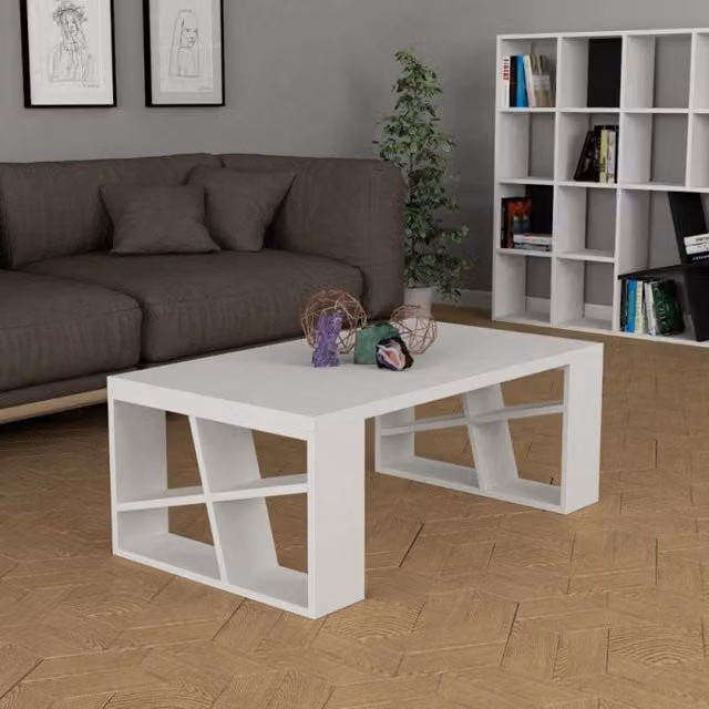 Tavolino da salotto Honey EFFEZETA bianco moderno L: 60 cm, P: 40 cm, H: 30 cm