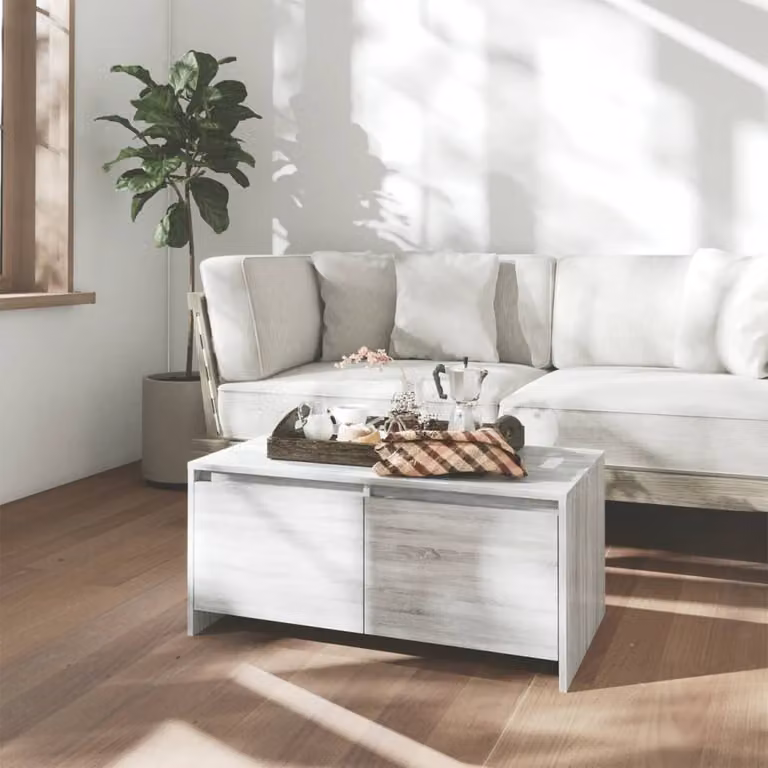 The Living Store Tavolino Grigio Sonoma 90x50x41,5 cm Materiale a base di legno
