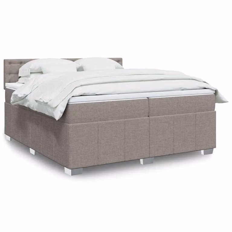 vidaXL Letto Ibrido con Materasso a Molle Insacchettate in Tessuto Beige e Grigio L/P: 200 x 200 cm