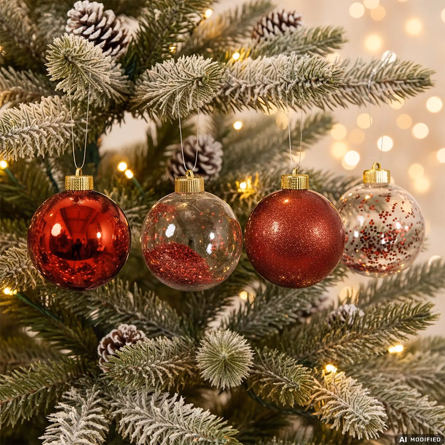 VESTIAMO CASA Set di 8 palline di Natale rosse e trasparenti con diametro: 6 cm – 2
