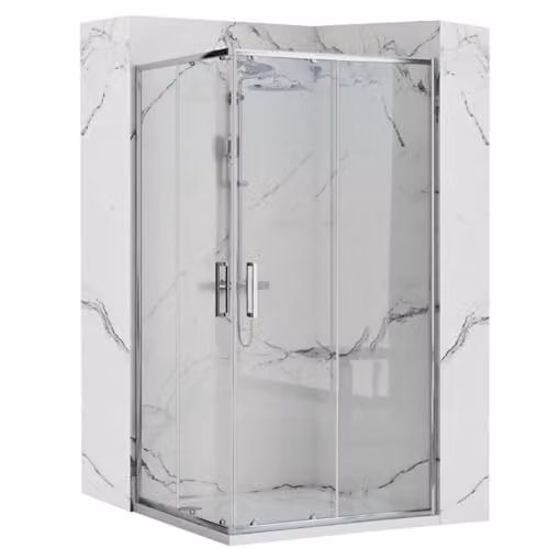 Rea PUNTO Box Doccia CROMO 80X100x190 cm Vetro di sicurezza temperato trasparente 4mm (Cromo) Senza piatto doccia