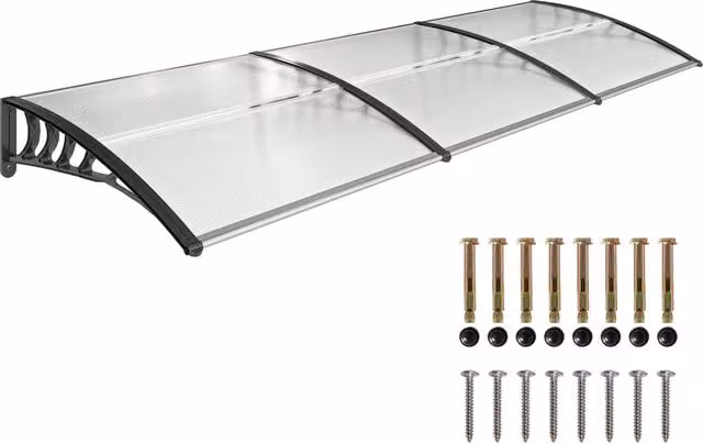 Tettoia per esterni Minimal in alluminio e policarbonato trasparente grigio L: 122 cm, P: 89 cm, H: 24 cm