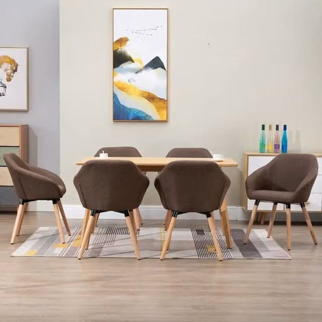 Sedie da Pranzo 6 pz Marroni in Tessuto 278420