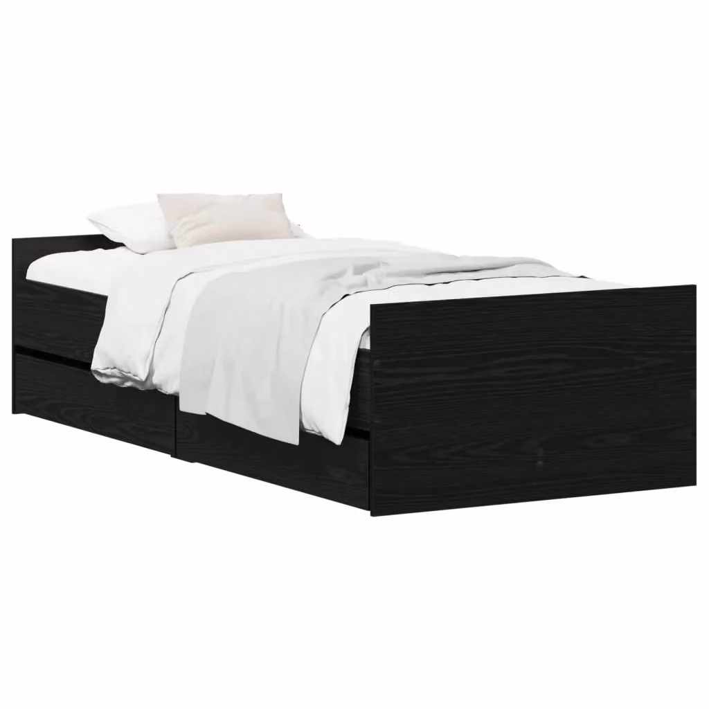 Struttura letto moderno vidaXL in legno nero con cassetti L/P/H: 203 x 100 x 200 cm – 2