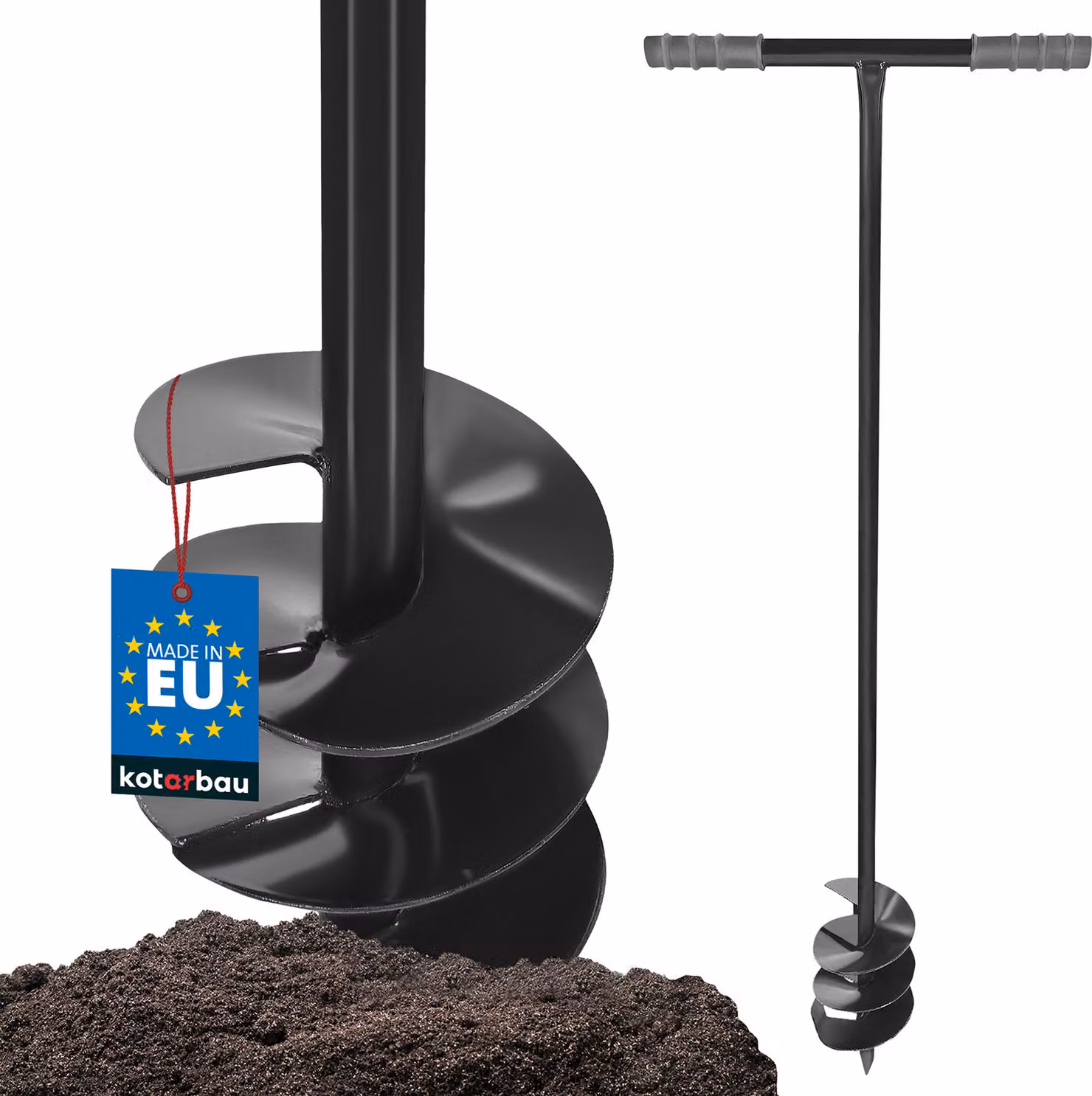 KOTARBAU® Trivella per Terreno ⌀ 140mm Metallo 115 cm Nero Trivella Manuale per Pali e Alberi con Manico a T Punta Elicoidale per Terreno