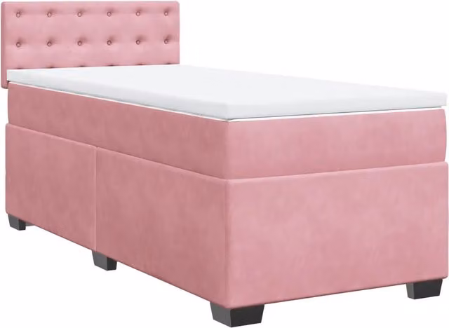 Letto singolo | Letto per adulti | Giroletto a Molle con Materasso Rosa 80x200 cm in Velluto