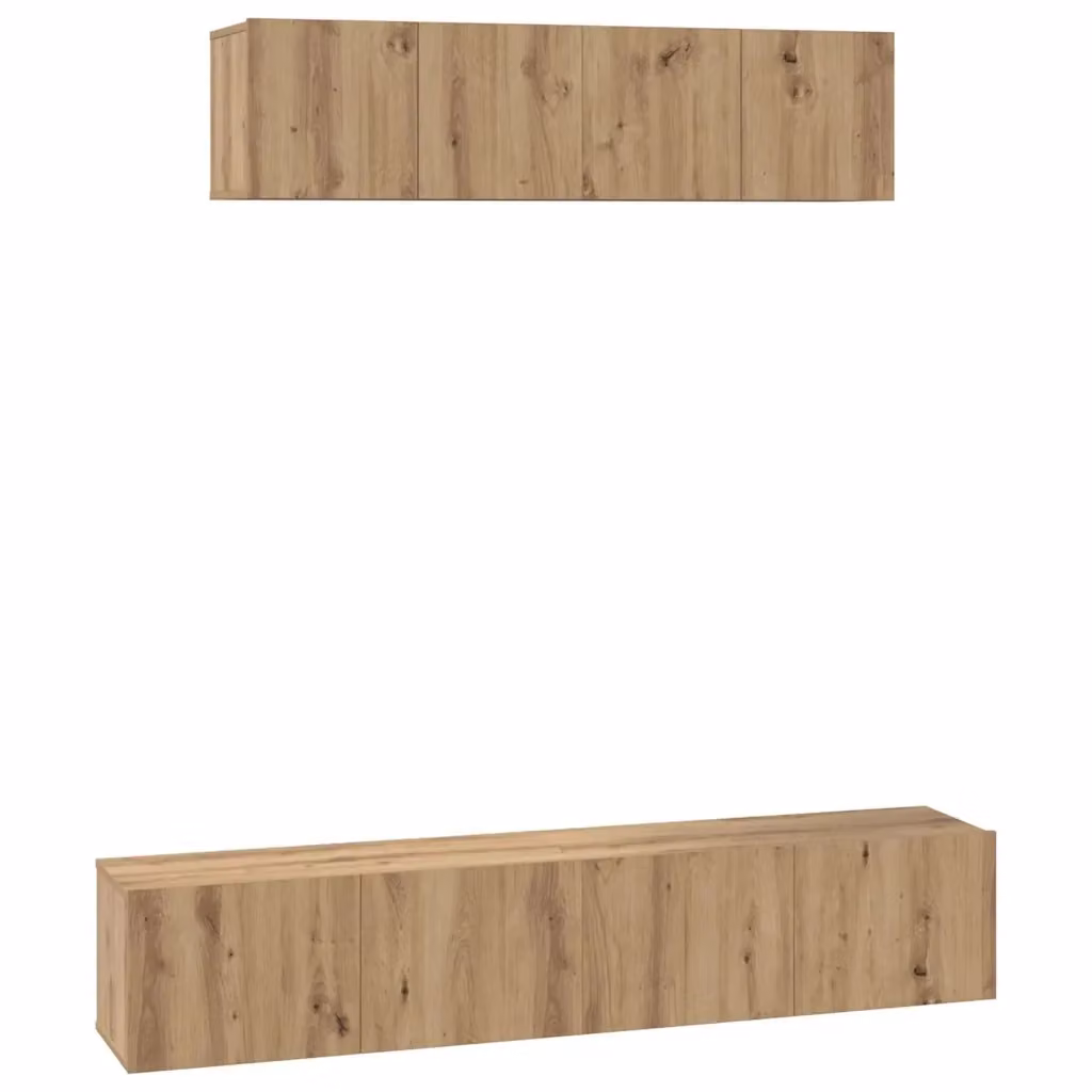 Set mobile TV moderno vidaXL in 4 pezzi color rovere con finitura opaca, L/P/H: 120 x 40,4 x 60 cm – 2