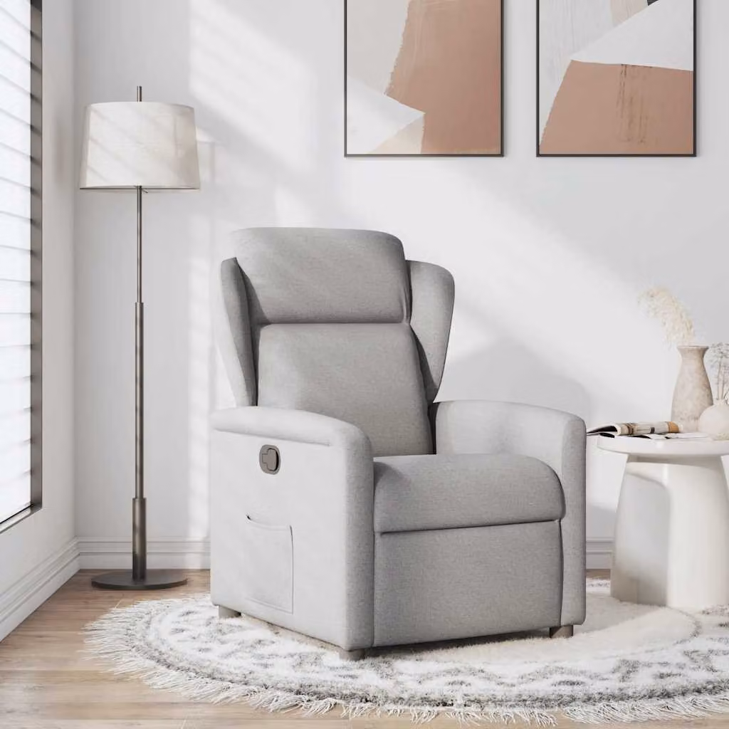 Poltrona Reclinabile in Tessuto Grigio Nuvola