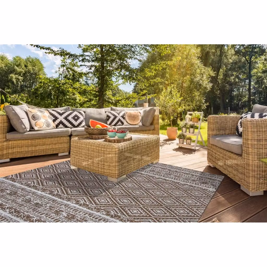 Tappeto Outdoor Outsunny Sunny 100 Marrone e Beige con Motivo Vintage Geometrico, L: 230 cm, P: 160 cm – 2