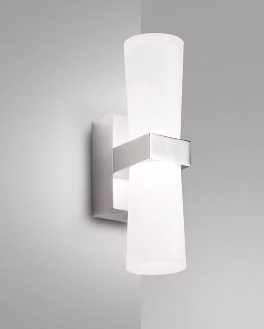Fabas Iglesias Lampada da parete a LED integrato 8W 720lm 3000K Warm White Cromo IP44 Design moderno in metallo e plastica Classe II – 1