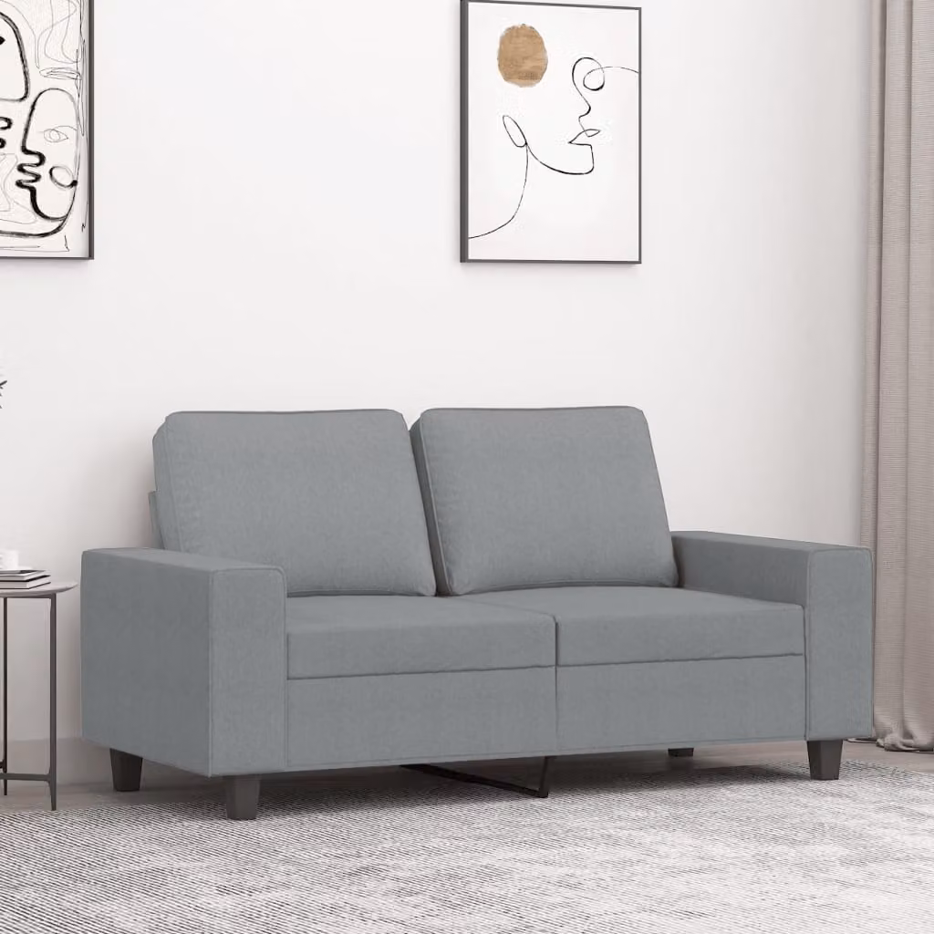 vidaXL Divano a 2 Posti Moderno in Tessuto Grigio con Struttura in Metallo per il tuo Soggiorno L: 154 cm, P: 77 cm, H: 80 cm