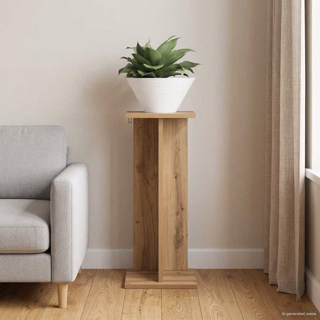 vidaXL Supporto per piante in legno Rovere Marrone L/P/H: 25 x 25,5 x 60,5 cm