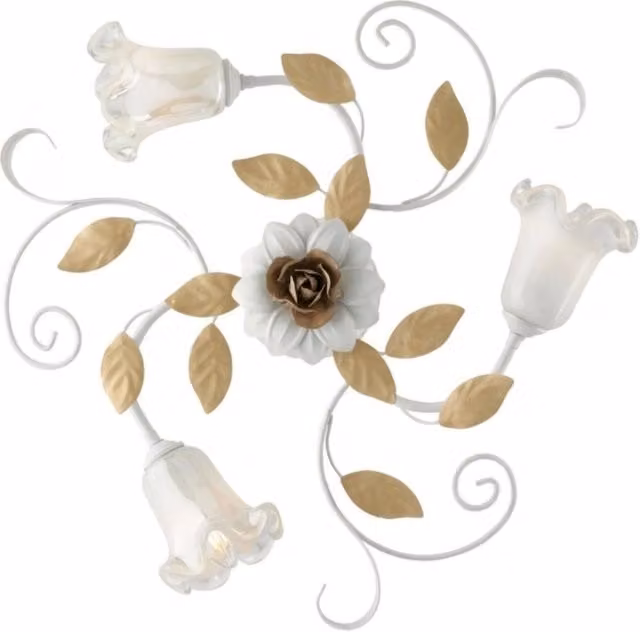 Plafoniera Arte Povera Bonetti Illumina in Metallo Bianco e Oro con 3 Luci E14