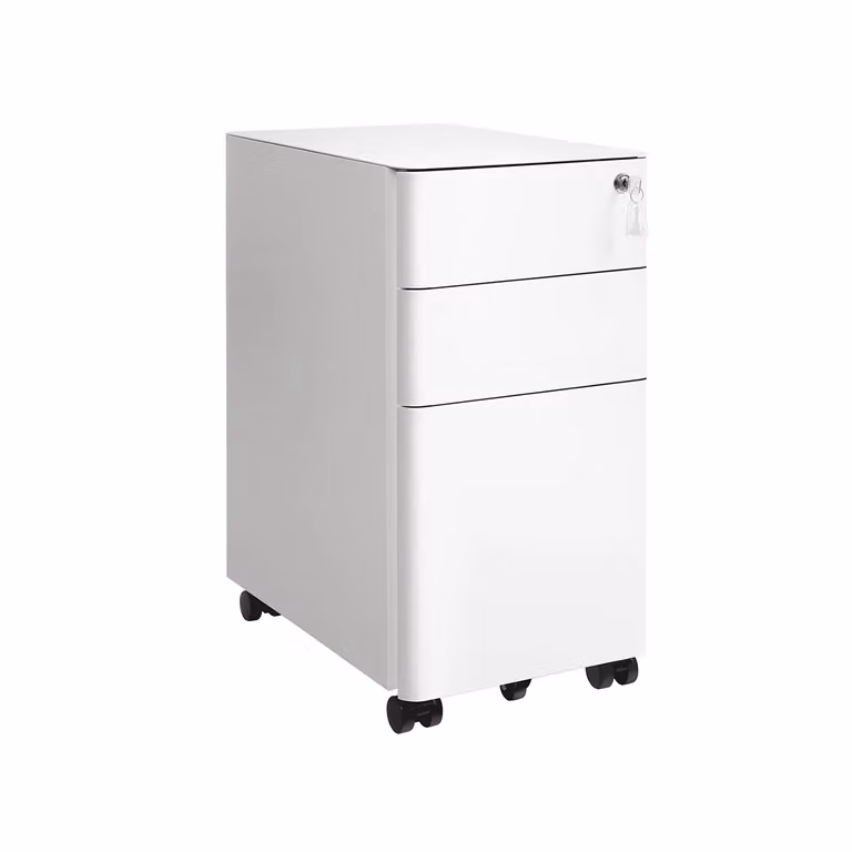 Mobiletto per Documenti con Rotelle e Serratura, Bianco Opaco / 30 x 46 x 59,2 cm