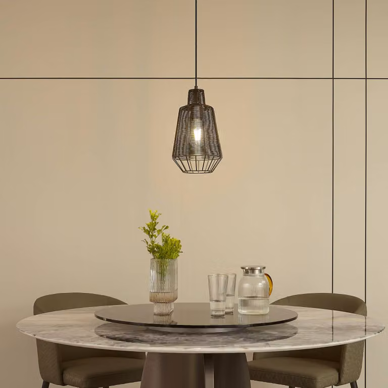 Lampada a sospensione Tinko Lucande, dimmerabile, Nero, Soggiorno / Sala da pranzo, Alluminio, Vintage, Lampada a sospensione