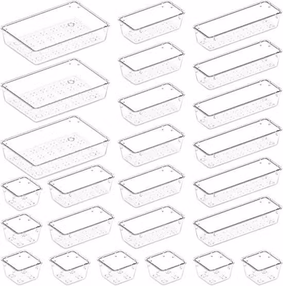 Organizzatore di Scrivania Multi-compartimento in Plastica Trasparente senza Marca L: 38,58 cm, P: 11,61 cm, H: 25,0 cm