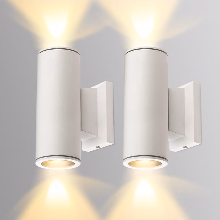 Lampada da parete GU10, colore antracite, alluminio, grado di protezione IP65, set da 2
