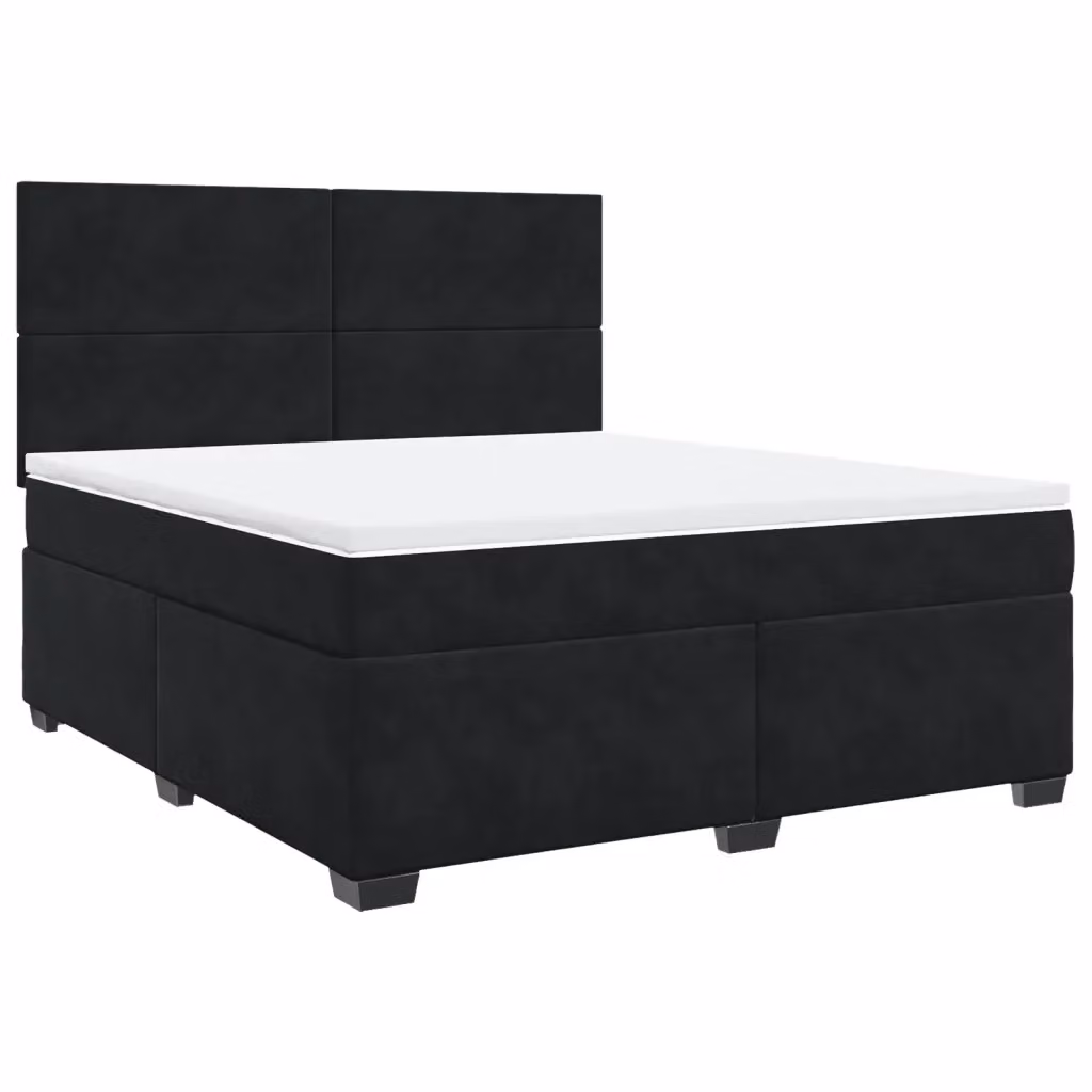 Letto Ibrido vidaXL con Giroletto a Molle e Materasso in Velluto Nero e Bianco L/P: 180 x 200 cm – 2
