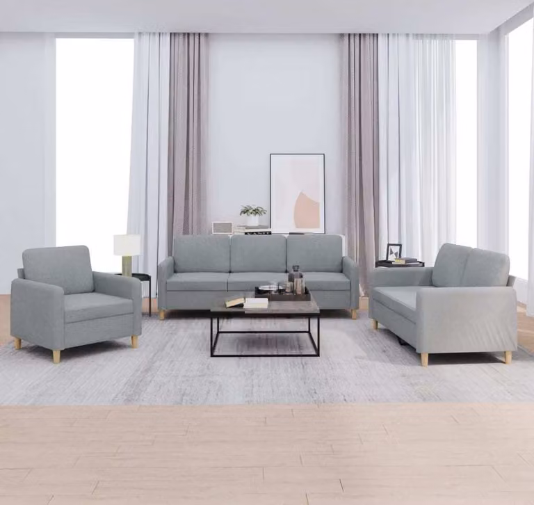 Maison Exclusive - Set divano 3 pezzi con cuscini in tessuto grigio chiaro
