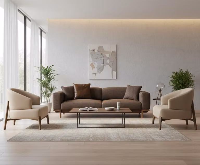Elegante set da salotto in stile moderno: divano 3+1+1 posti