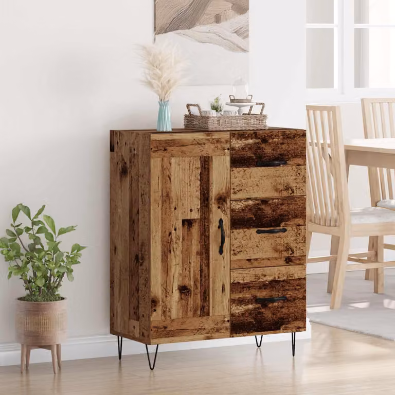 Credenza vidaXL in legno vecchio e metallo marrone, stile moderno, L/P/H: 69,5 x 34 x 90 cm